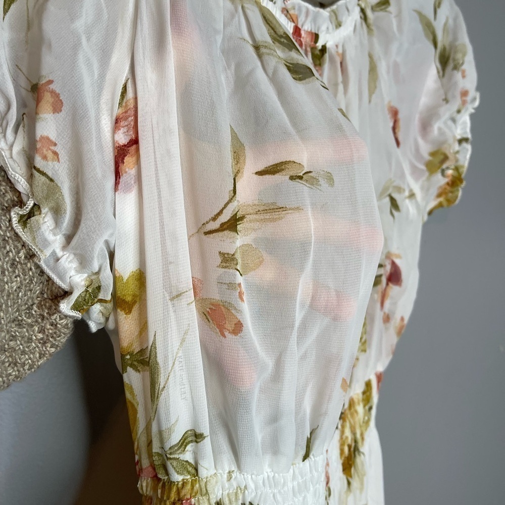 Kate and Lily Floral Peony Maxi Dress Size 12 Tiered Sheer Sleeve - Picture 4 of 10